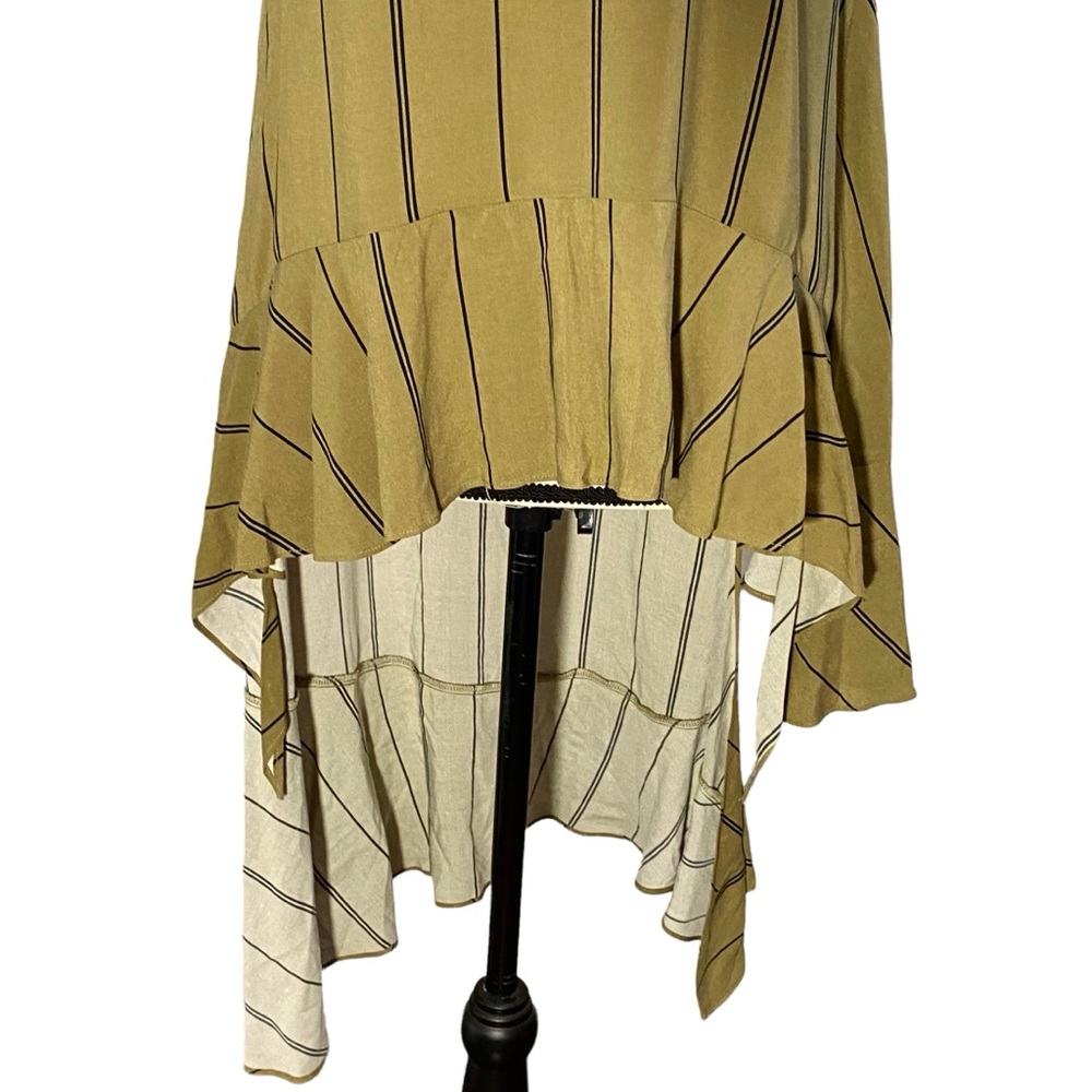 Madison Sleeveless Tunic S High Low Striped Dried Herb - Picture 4 of 12